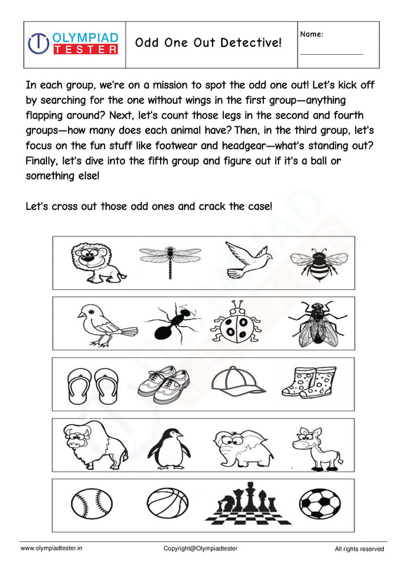Odd One Out Worksheet for Kindergarten /Preschool
