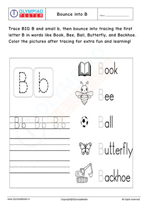 B Tracing Worksheet: Big and Small