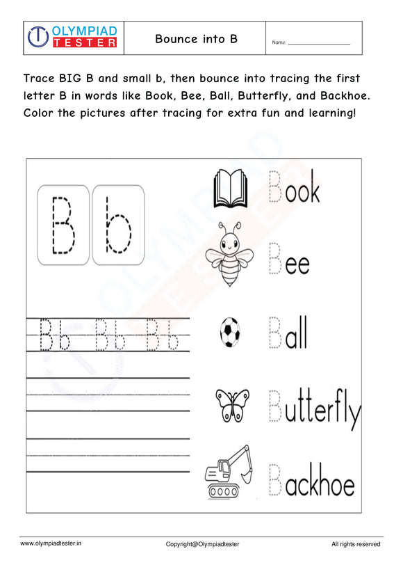 B Tracing Worksheet: Big and Small