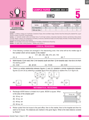 Class 5 IMO Maths Olympiad official sample question paper