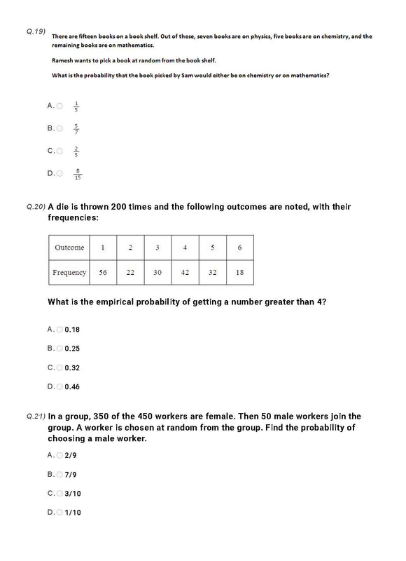 Maths Olympiad Class 10 - Sample question paper 18
