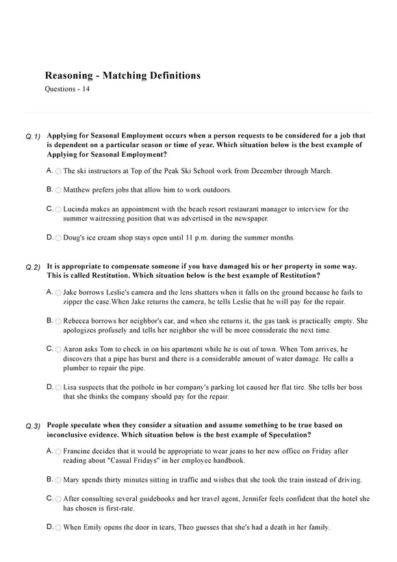 Olympiad reasoning for Class 10 - Sample question paper 06