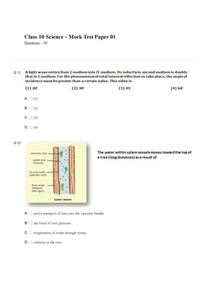 Science Olympiad Class 10 - Sample question paper 24