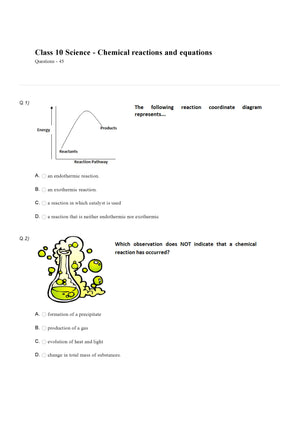 Science Olympiad Class 10 - Sample question paper 18