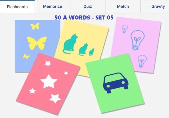 Online Flashcards to learn A Words - Set 05