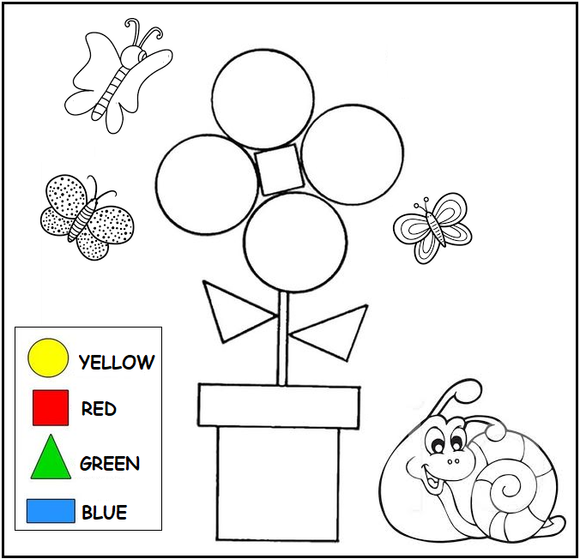 Download this kindergarten math worksheet on coloring shapes as PDF.