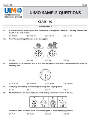 Class 2 UIMO Maths Olympiad sample paper