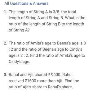 Class 6 Maths - Ratio and Proportion - Test 01