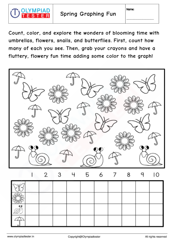 Kindergarten Math Worksheet - Spring Graphing Fun