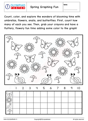 Kindergarten Math Worksheet - Spring Graphing Fun