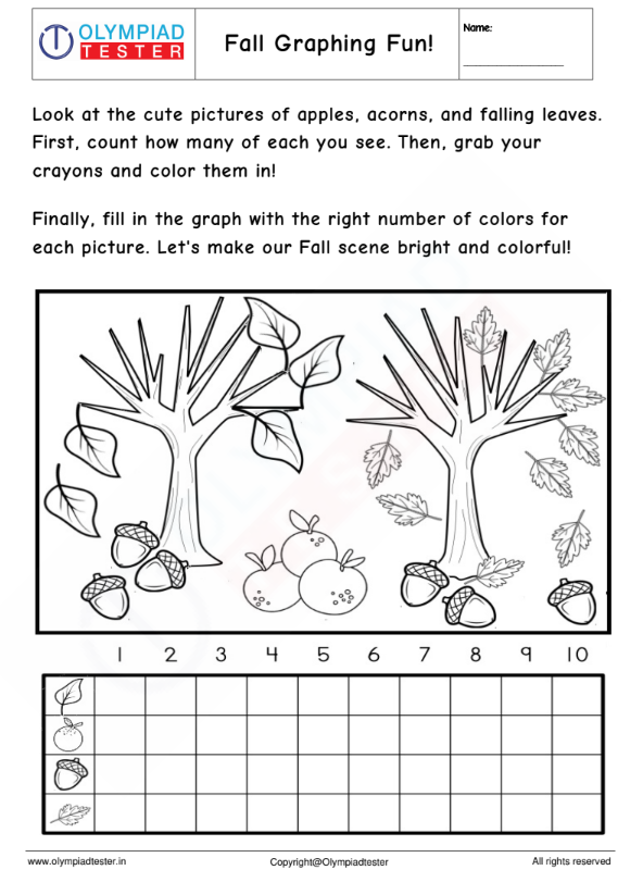 Kindergarten Math Worksheet: Fall Graphing Fun