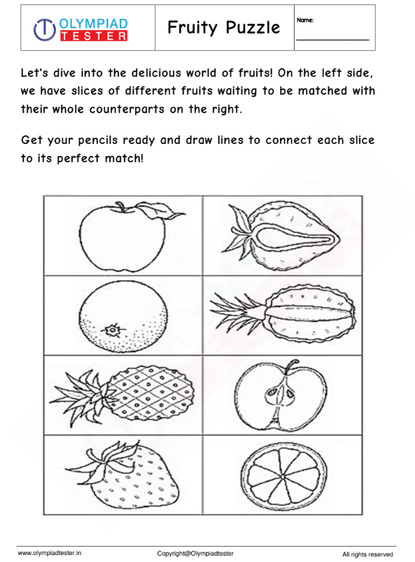 Kindergarten Science Worksheet - Fruity Puzzle