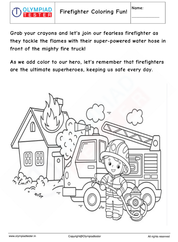 Kindergarten EVS Worksheet - Firefighter