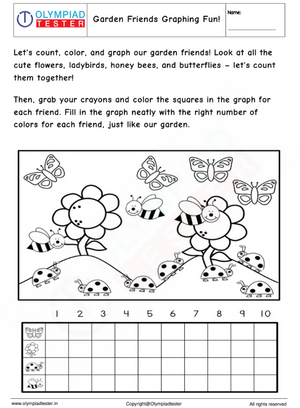 Kindergarten Math Worksheet - Garden Friends Graphing Fun