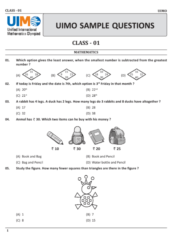 Imo Exam Sample Papers For Class 1 Examplepapers Olympiad Exams 2025