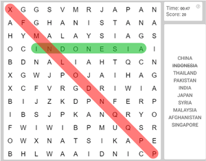 Word search puzzle - Asian Countries