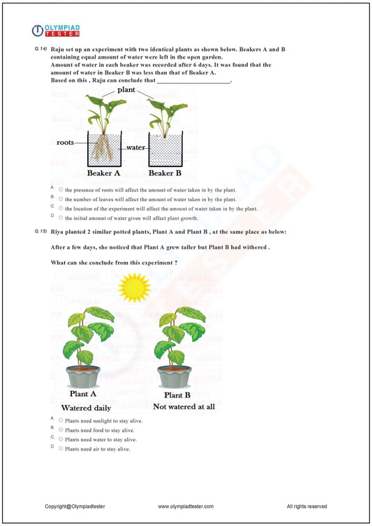 Class 2 Science HOTS - Plants - PDF MCQ Worksheet 07