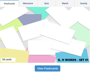 Online English Vocabulary Flashcards to learn G Words - Set 01