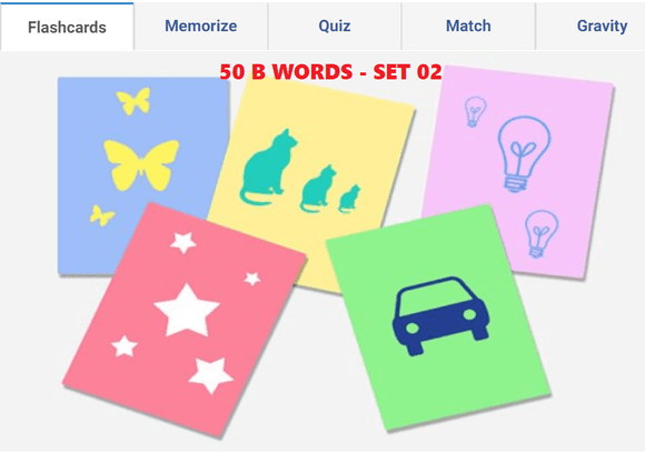 Online Flashcards to learn B Words - Set 02