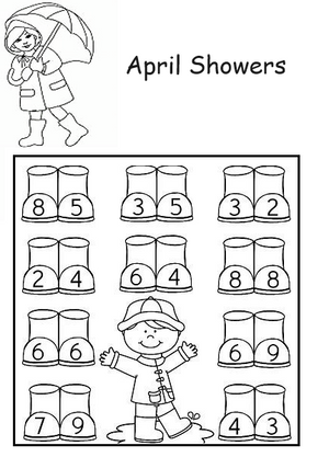 Kindergarten Math Marvels: April Showers Number Comparison