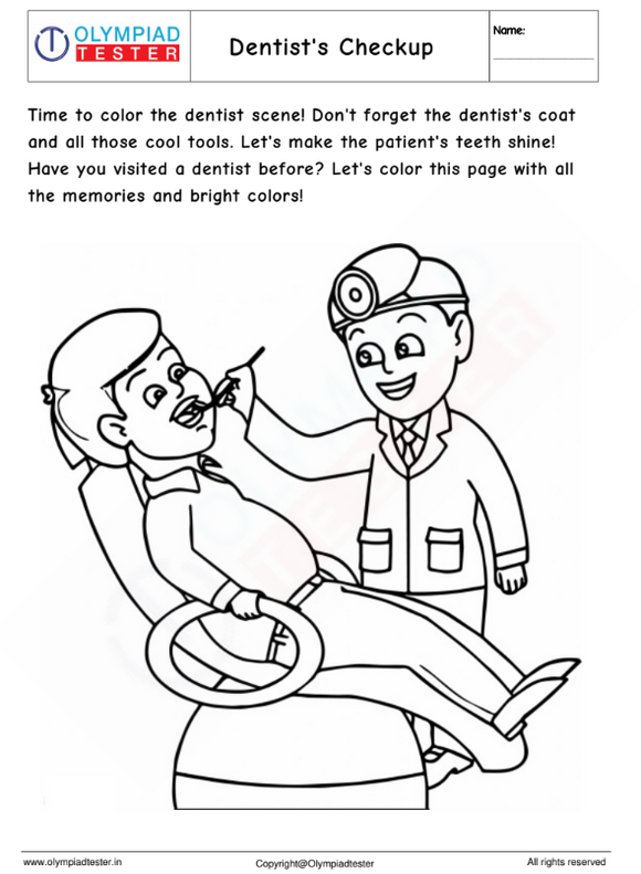 Community Helpers Worksheet : coloring the dentist