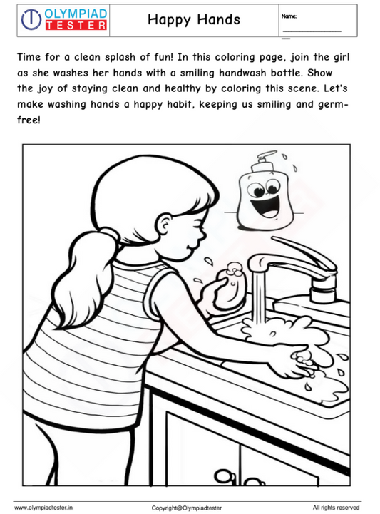 Kindergarten Coloring Page : Happy Hands