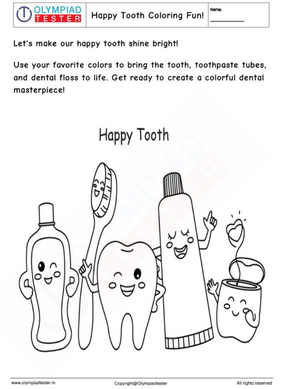 Happy Tooth Coloring Worksheet