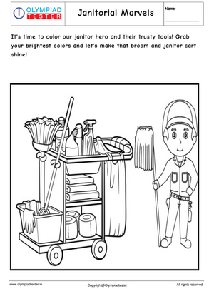 Community Helpers Coloring Page : Janitorial Marvels