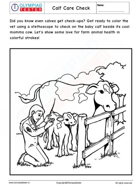 Veterinarian coloring page : Calf Care Check