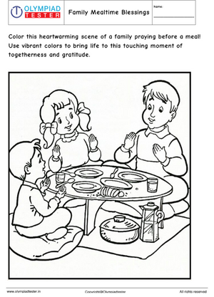 Kindergarten Coloring Page: Family Mealtime Blessings