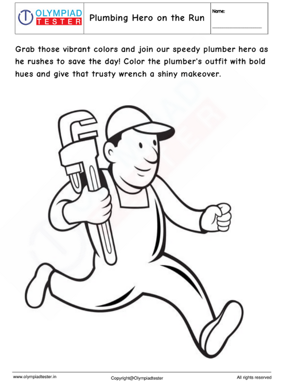 Plumber coloring page : Plumbing Hero on the Run 