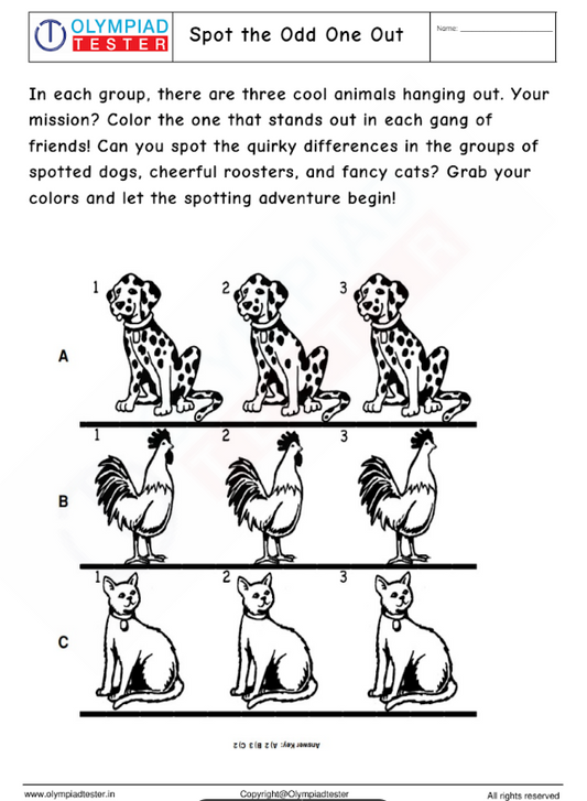 Spot the Odd One Out kindergarten worksheet