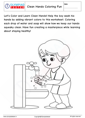 Kindergarten Coloring Worksheet: Clean Hands Coloring Fun