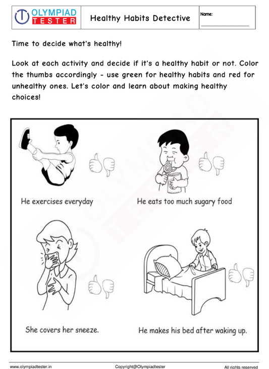 Kindergarten Science Worksheet : Healthy Habits
