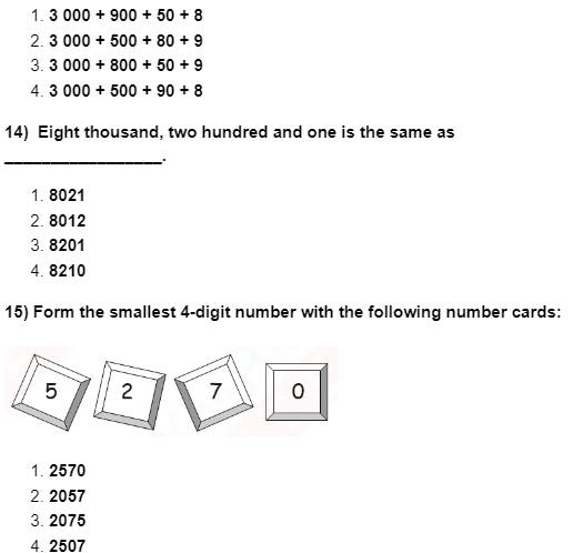 Class 3 Number System Worksheet