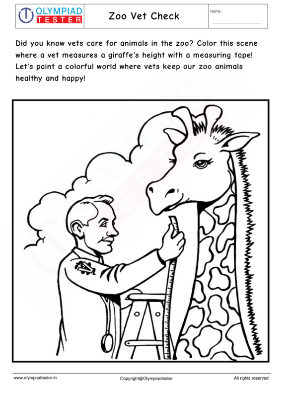Vet Coloring Page : Zoo Vet Check