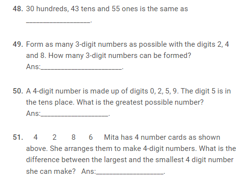 Numerals, Number names and Number Sense - Class 3 IMO