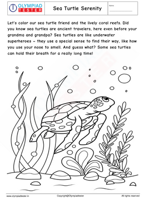 Ocean Odyssey Under the Sea - Sea Turtle Coloring Page