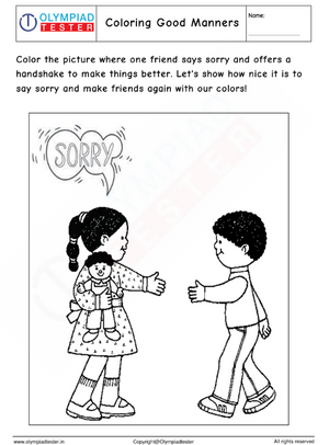 Good Manners Coloring Pages : Apology Accepted
