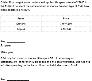 Worksheet: Money - Mathematics for Class 4 PDF Download