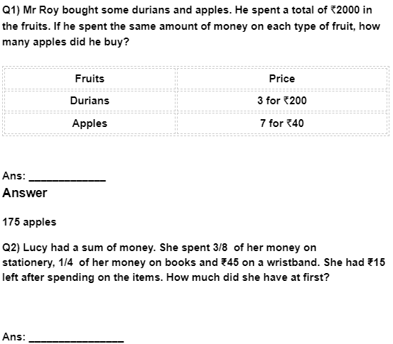 Worksheet: Money - Mathematics for Class 4 PDF Download