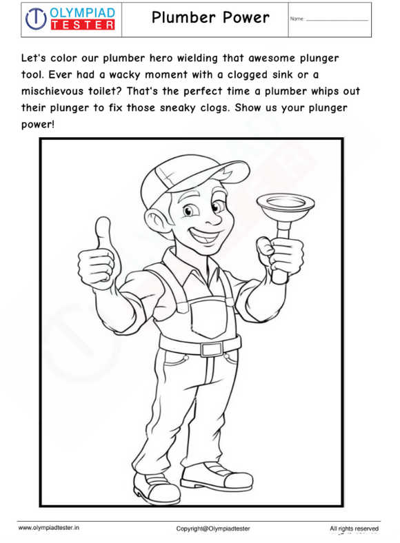 Plumber Coloring Page : Plunger Tool Power
