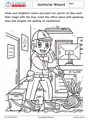 Community Helpers Coloring Page: Janitorial Wizard