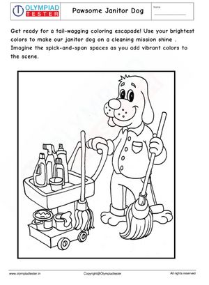 Community Helpers Coloring Page : Pawsome Janitor Dog