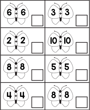 Math Kindergarten Fun PDF Worksheet - Butterfly