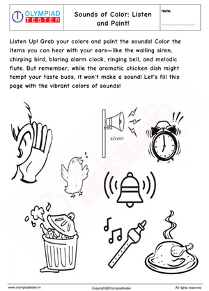 Kindergarten Worksheet :Listen and Paint!