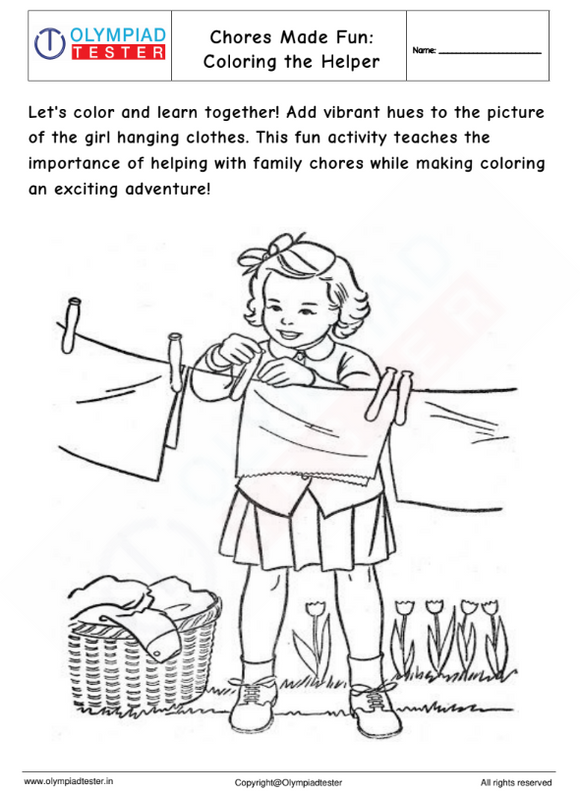 Kindergarten Coloring Worksheet - Chores Made Fun