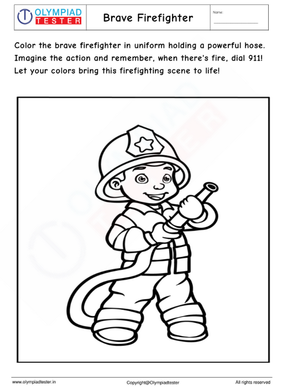 Brave Firefighter Coloring