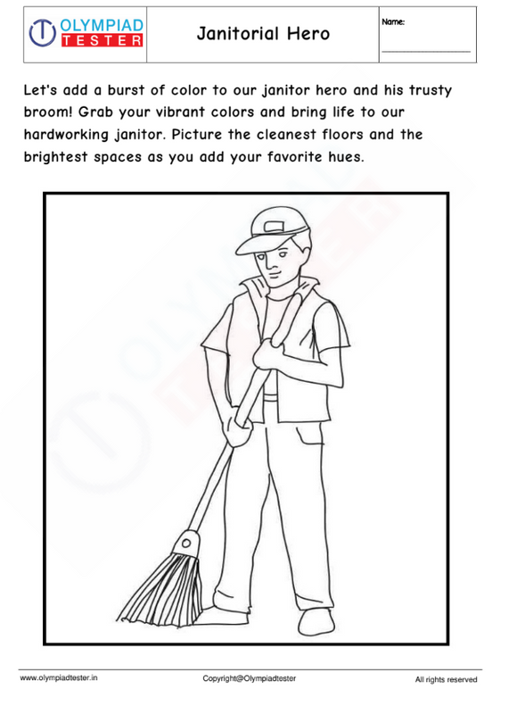 Community Helpers Coloring Page : Janitor coloring