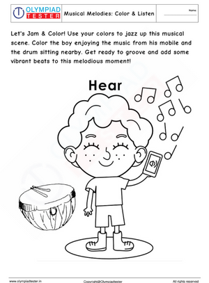 Kindergarten Coloring Worksheet :Listen & Color